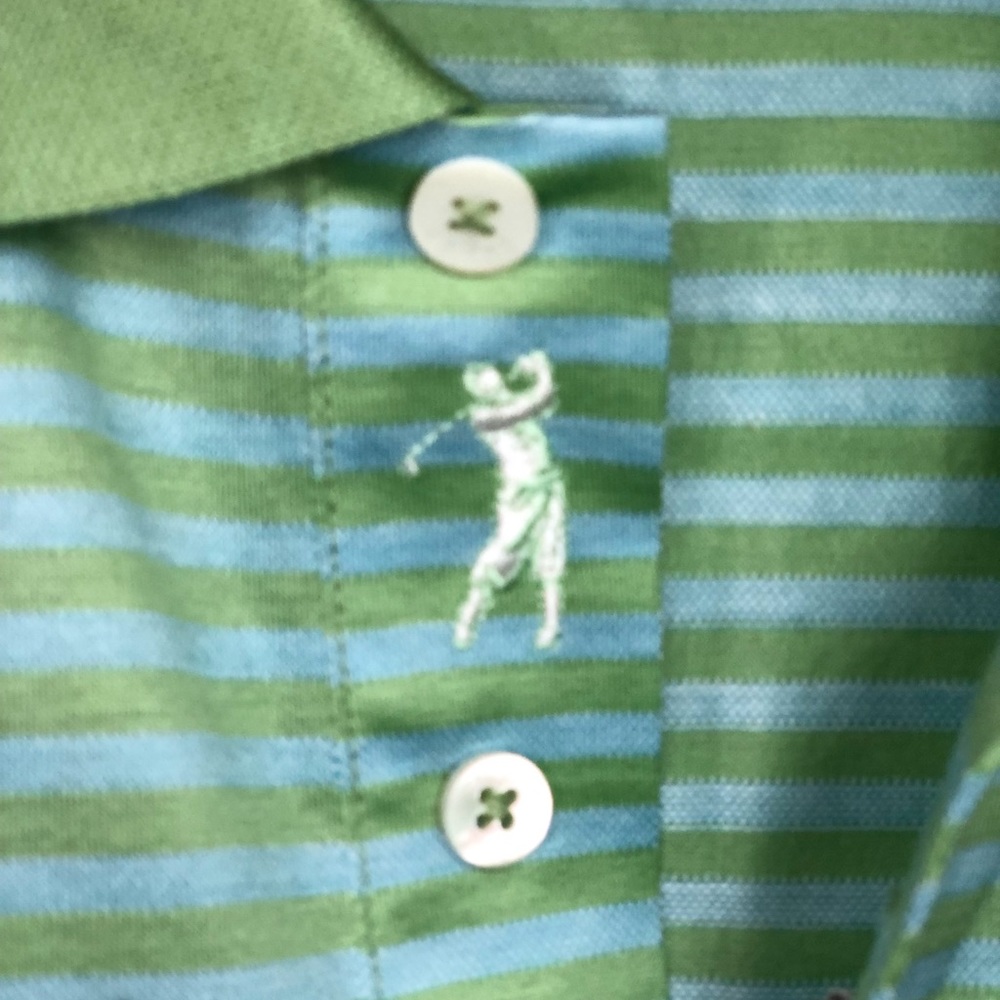 Bobby Jones Green Striped Polo Shirt - Picture 1 of 4